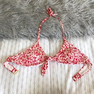 NWOT Red Floral Bikini Top!
